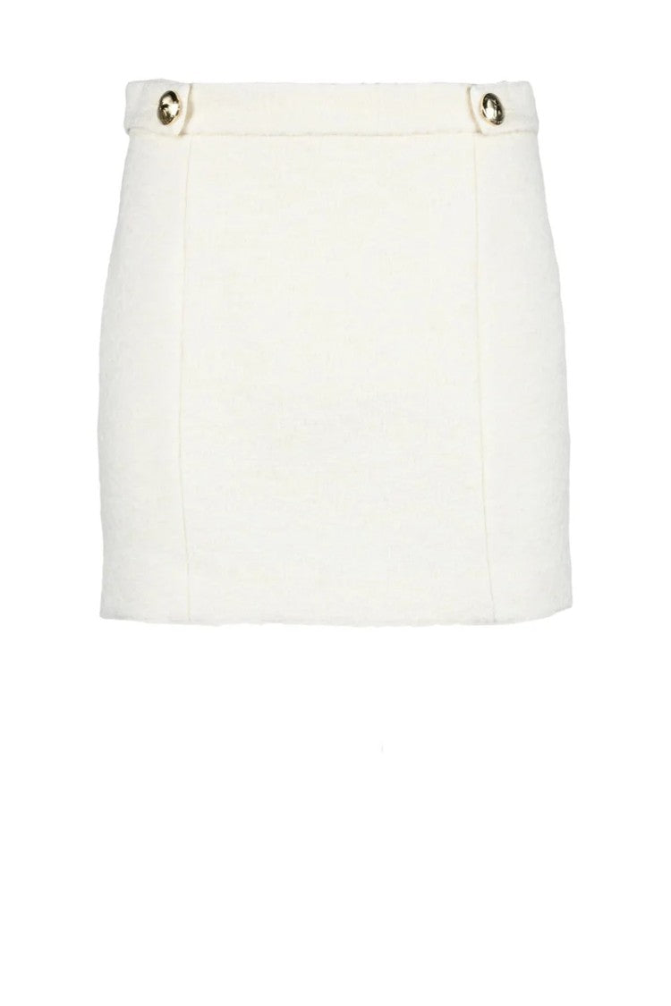 Patrizia Pepe White Button Mixed Fabric Mini Skirt