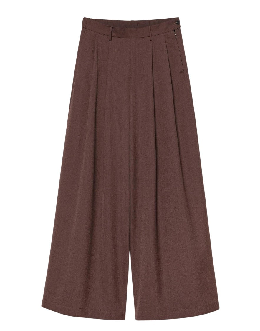 Pomandère Navy Technical Wool Gabardine Wide-Leg Pants