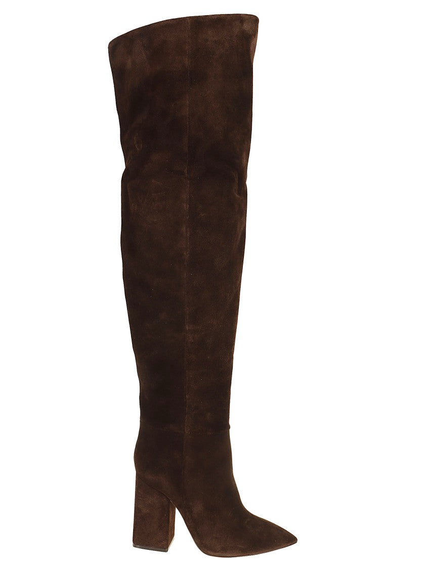 Paris Texas Chocolate Anja Over-The-Knee Suede Calfskin Boots