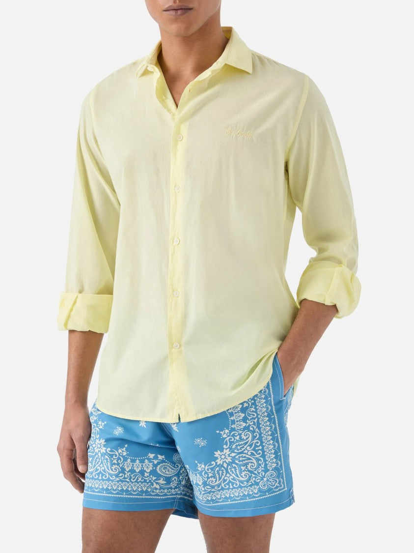 Mc2 Saint Barth Yellow Voile Cotton Casual Shirt