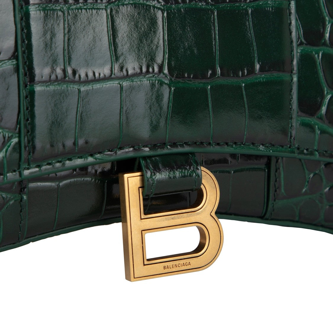 Balenciaga Hourglass Embossed Croco Wallet On Chain