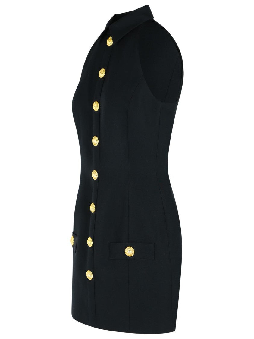 Balmain Black Virgin Wool Short Dress