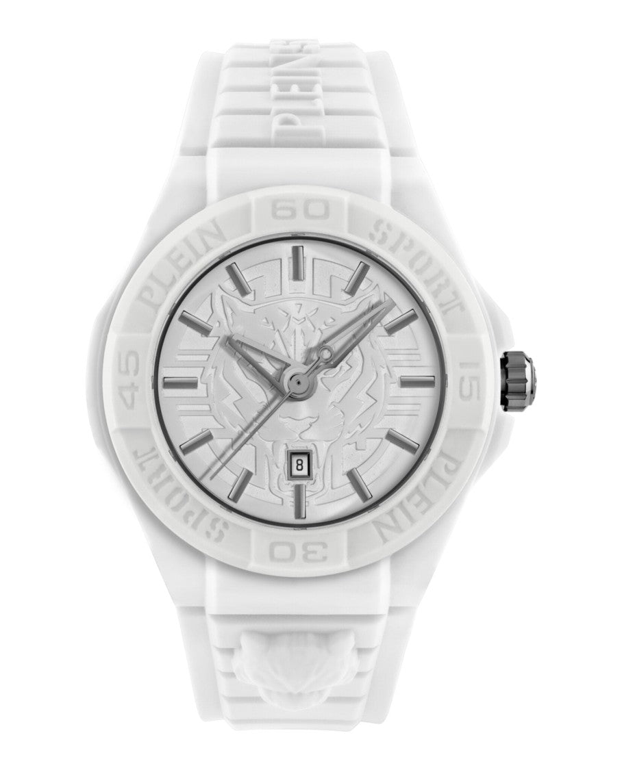 Plein Sport Fearless 46Mm White Silicone Quartz Watch