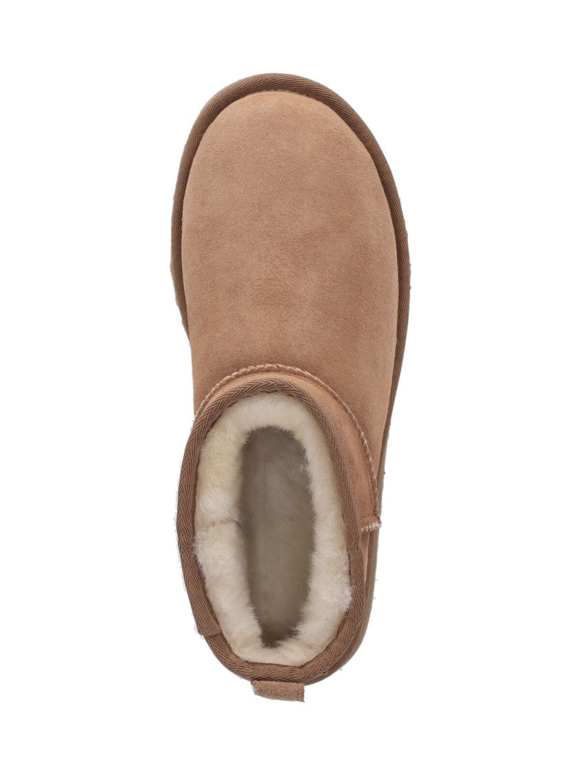 Ugg Beige Classic Ultra Mini Suede Shearling Boots