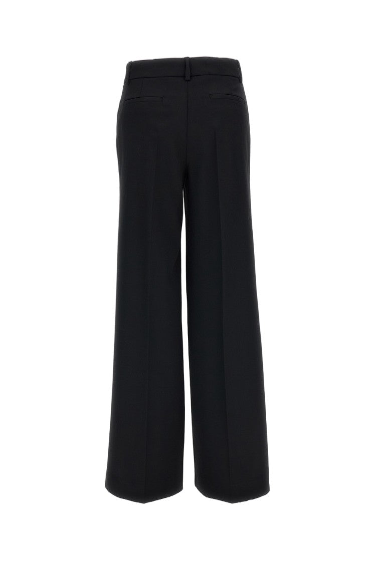 Parosh Black Stretch Wool Satin Stripe Tailored Pants