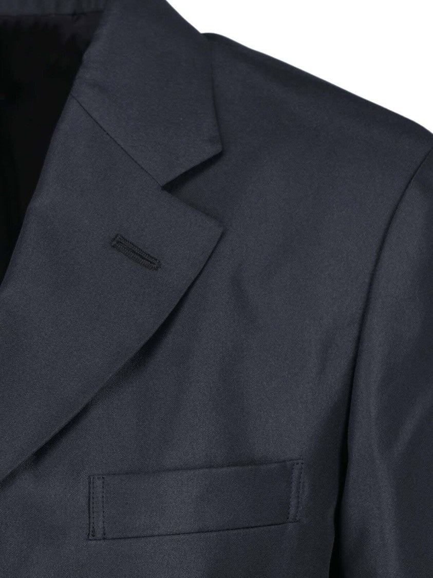 Comme Des Garçons Single-Breasted Black Blazer With Ruffle Detailing