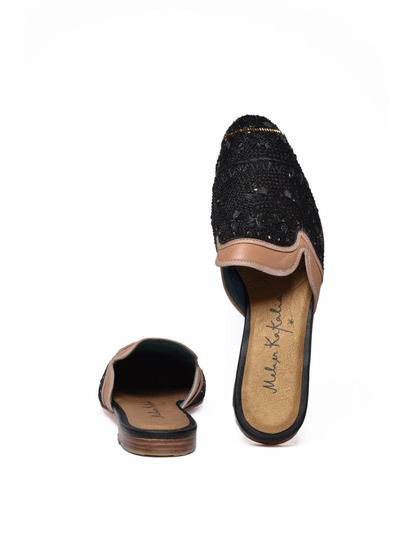 Meher Kakalia Black Queen Paraty Leather Slipper Sabot
