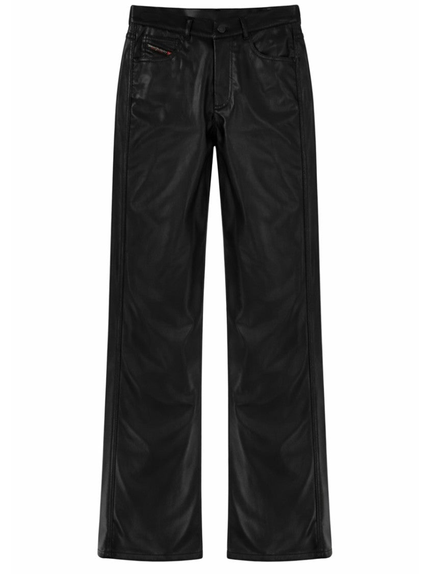 Diesel P-Lain Wide-Leg Leather-Like Finish Polyester Pants
