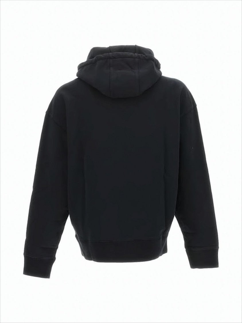 Maison Kitsuné Relaxed Fit Black Cotton Hoodie With Embroidered Logo