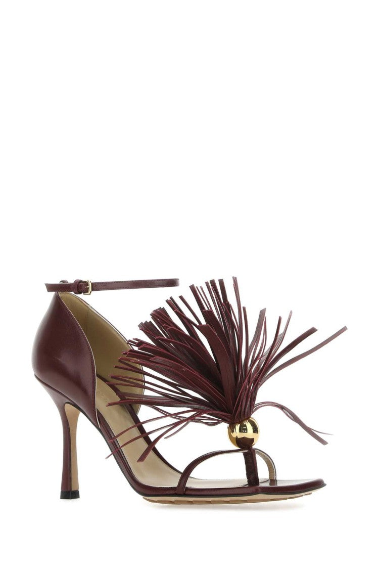 Bottega Veneta Burgundy Leather Stretch Sandals