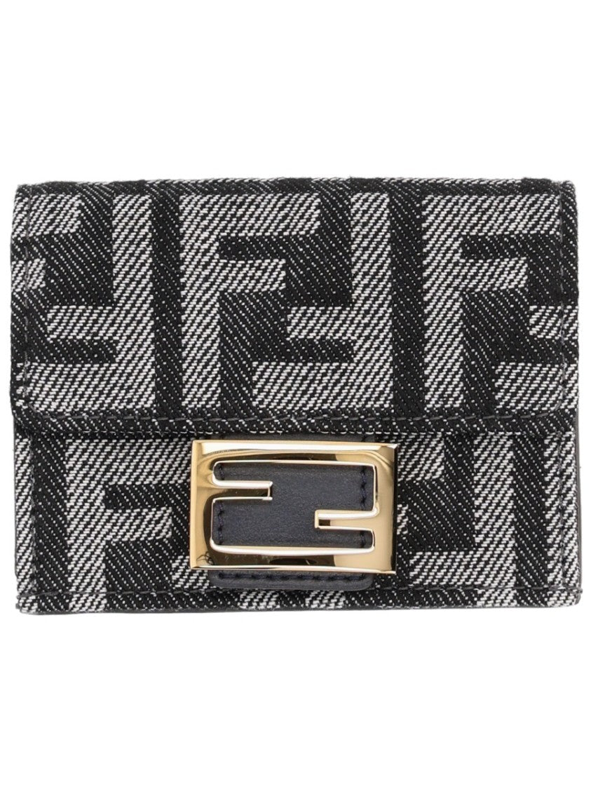 Fendi Black Trifold Baguette Wallet