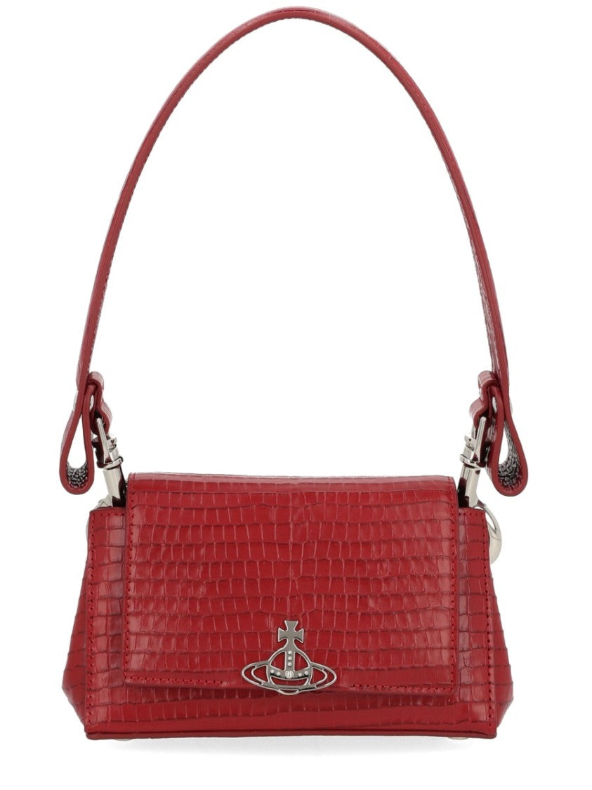 Vivienne Westwood Textured Red Calf Leather Shoulder Bag