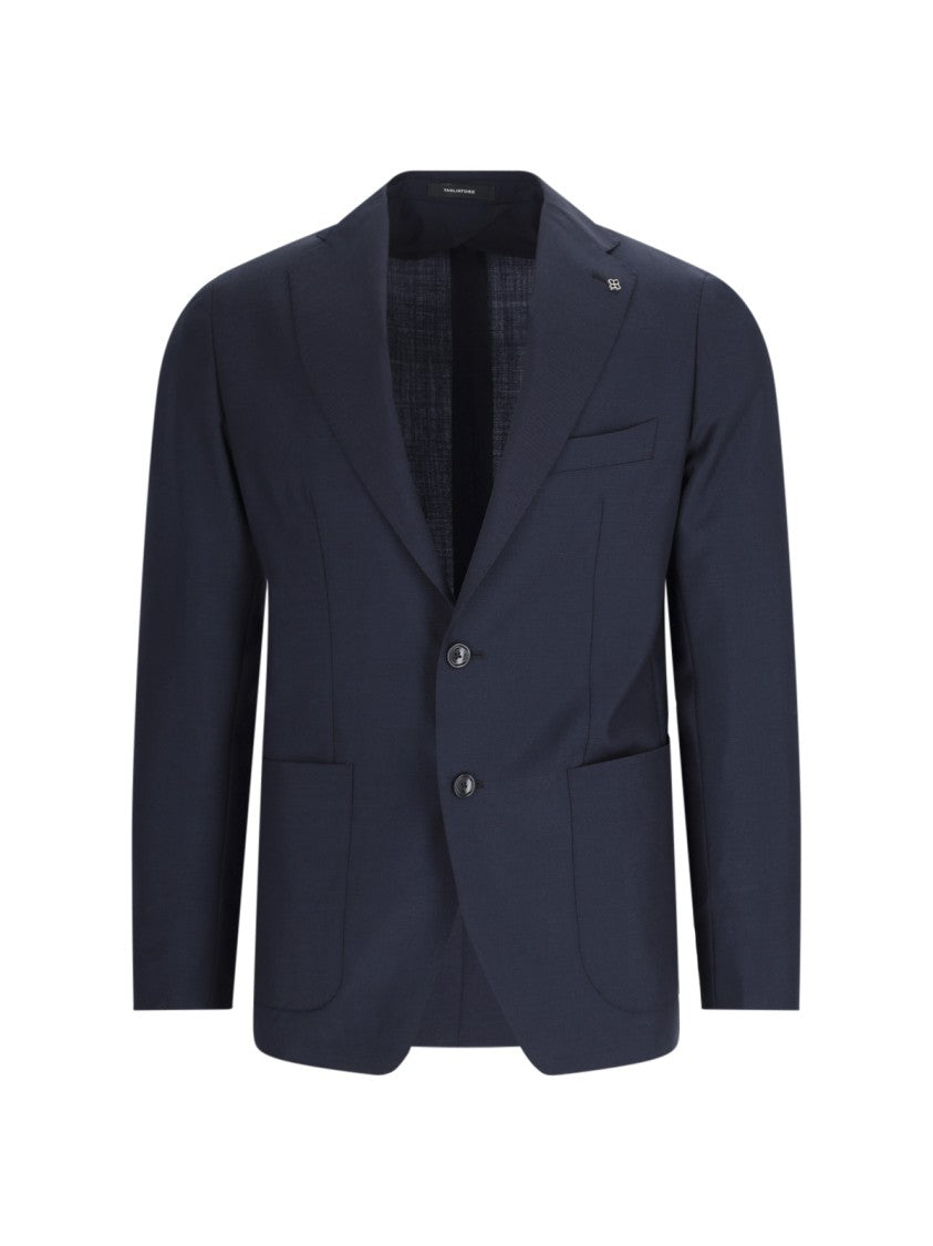 Tagliatore Blue Single Breasted Wool Blend Straight Suit
