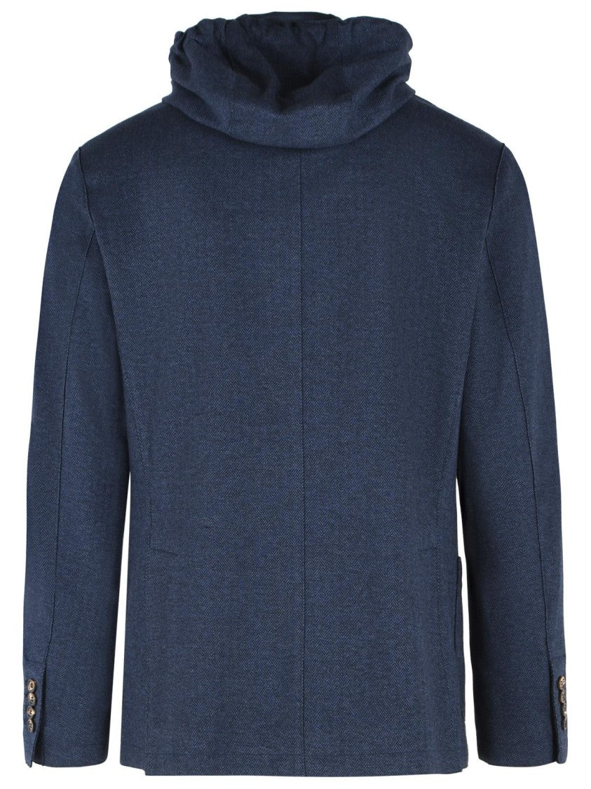 Eleventy Blue Polyester-Blend Single-Breasted Blazer