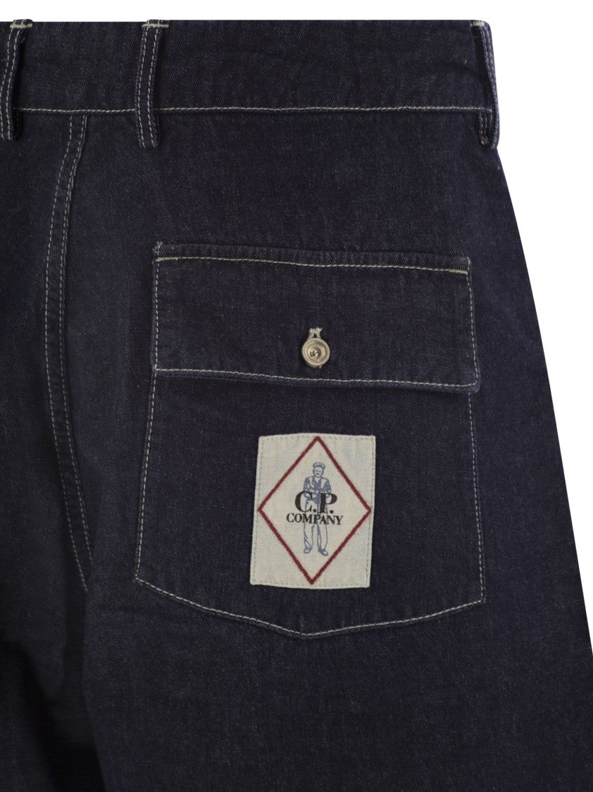 C.P. Company Cotton Denim Shorts With Concealed Button Fly