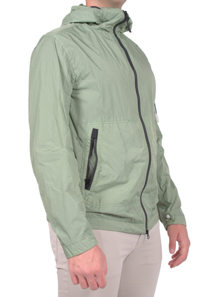 Stone Island Sage Green Hooded Zip Polyamide Jacket