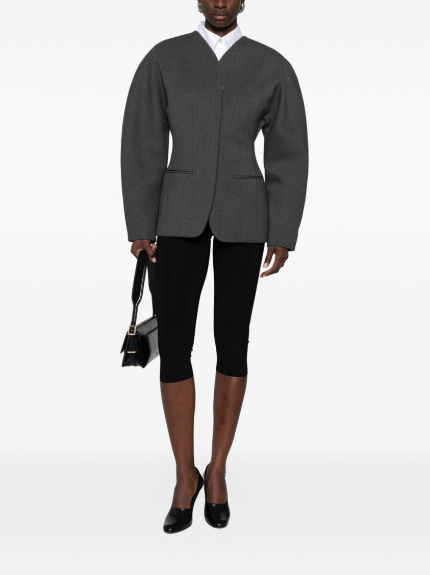 Jacquemus Voluminous Grey Jacket With Tailored Silhouette And Minimalist Design