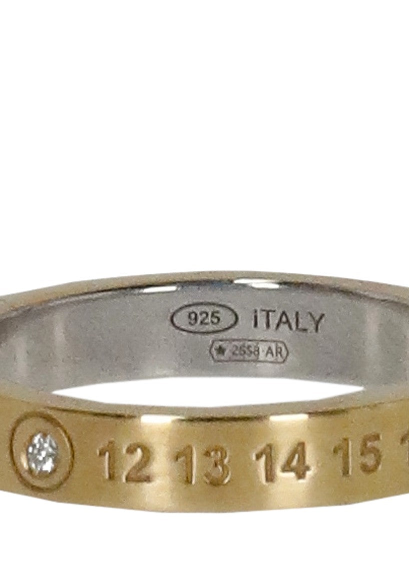Maison Margiela Numeric Embossed Gold Ring With Synthetic Diamond Detail
