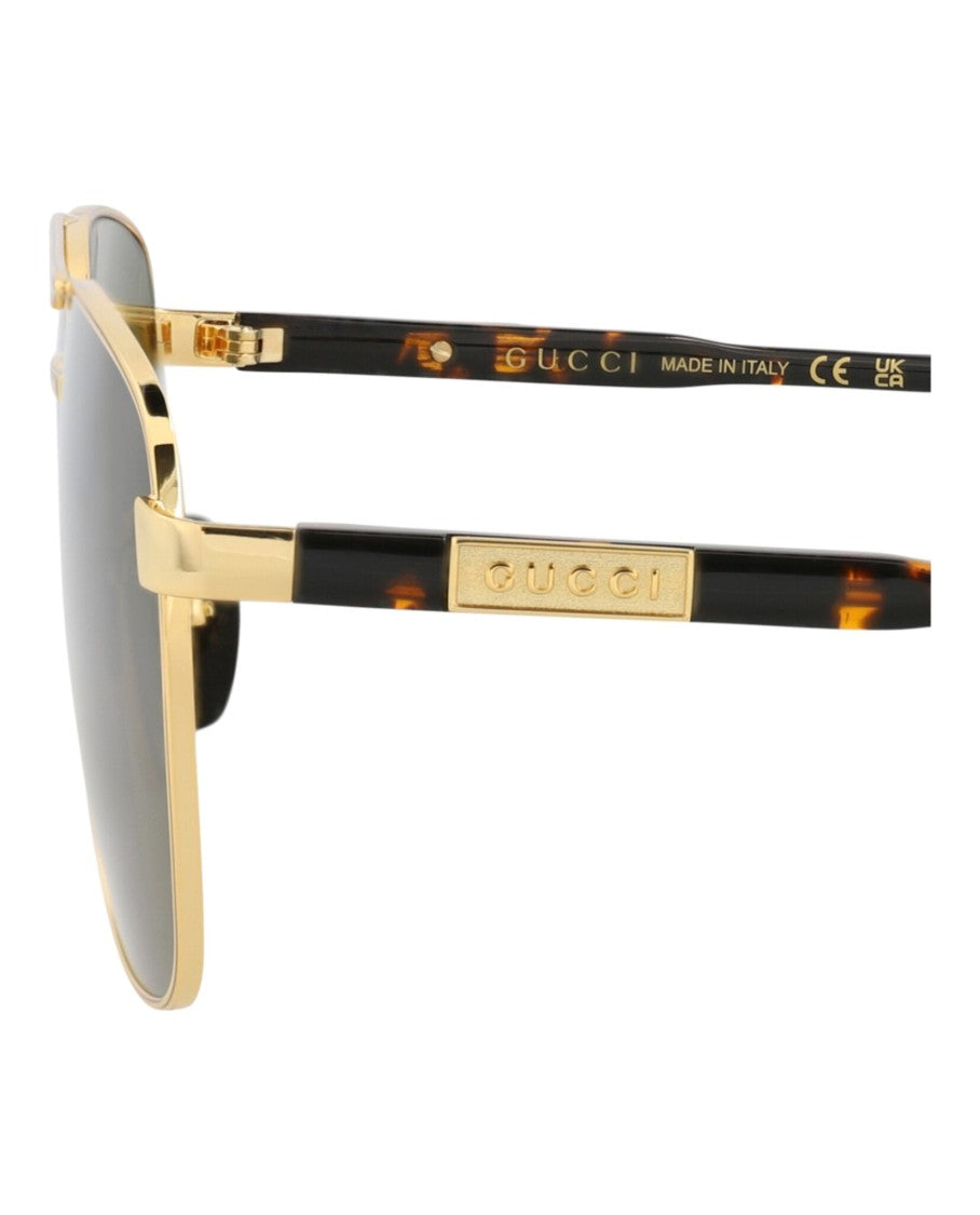 Gucci Aviator-Frame Metal Sunglasses