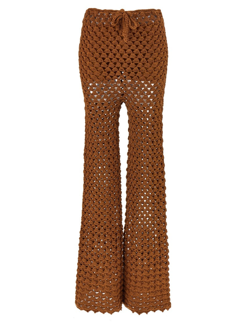 Ermanno Scervino Fan-Stitch Crochet Pants With Flared Leg Design