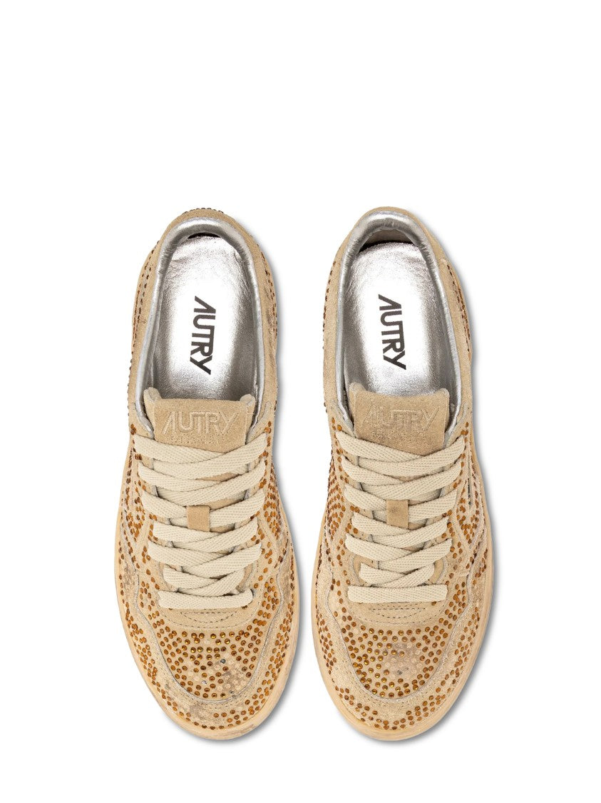 Autry Beige Suede Low-Top Sneakers