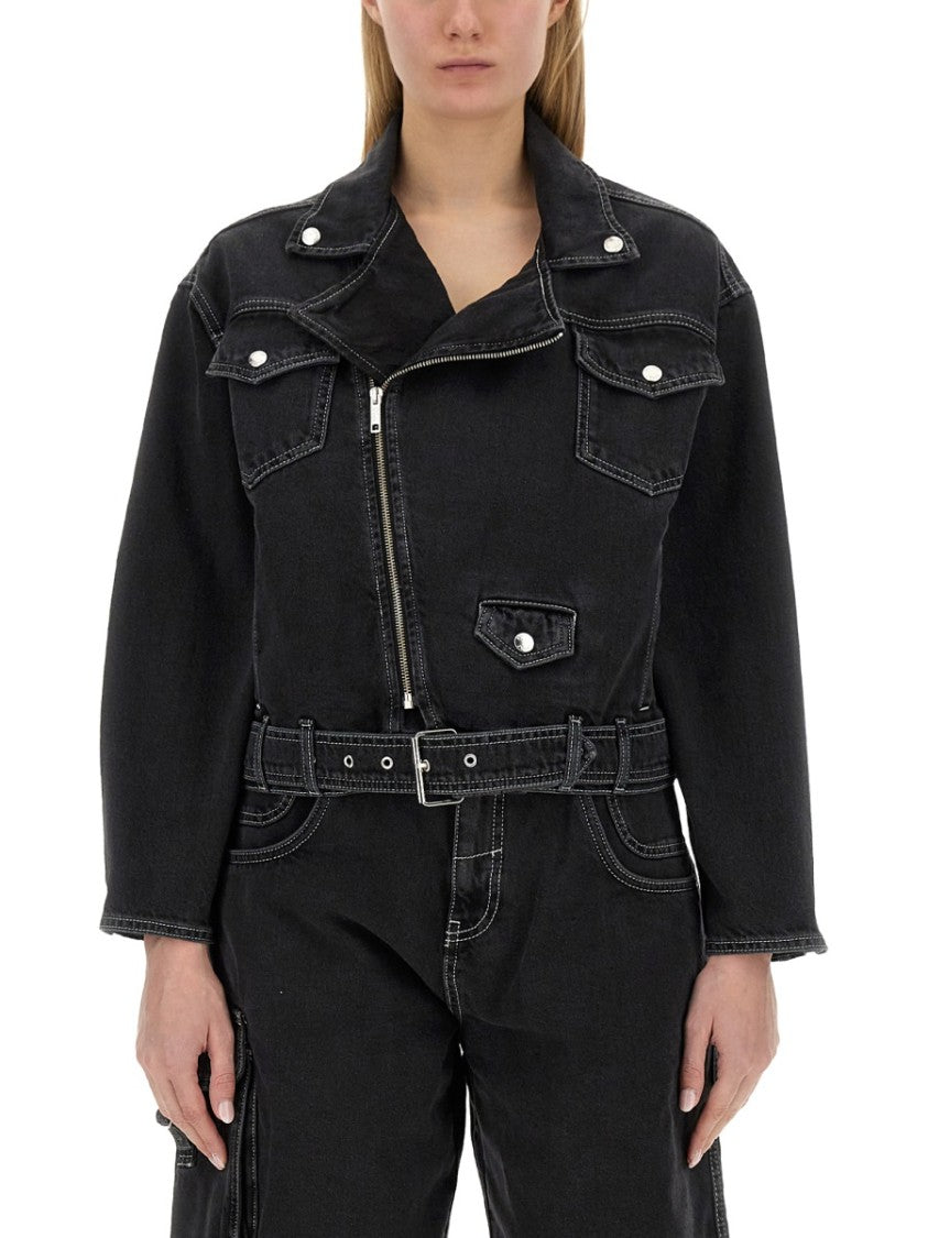 Moschino Cropped Black Denim Jacket