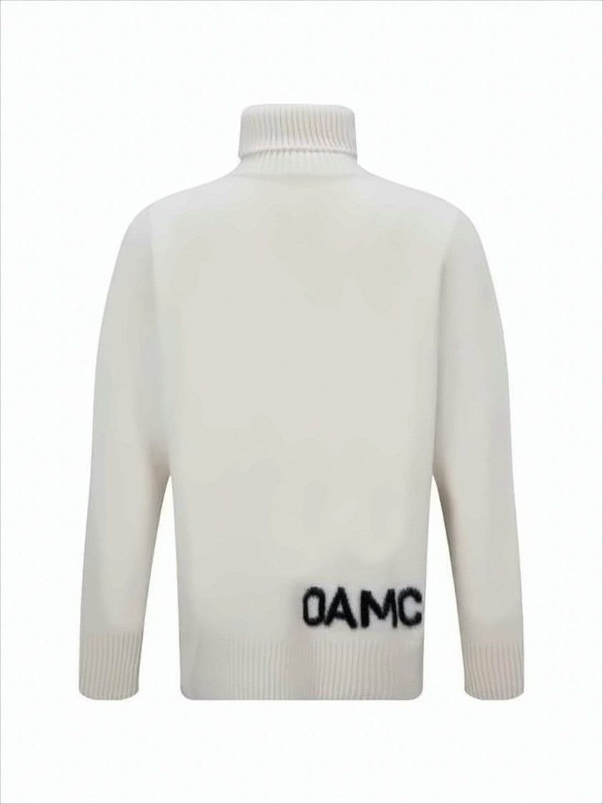 Oamc Soft Wool Turtleneck Sweater With Ribbed Details