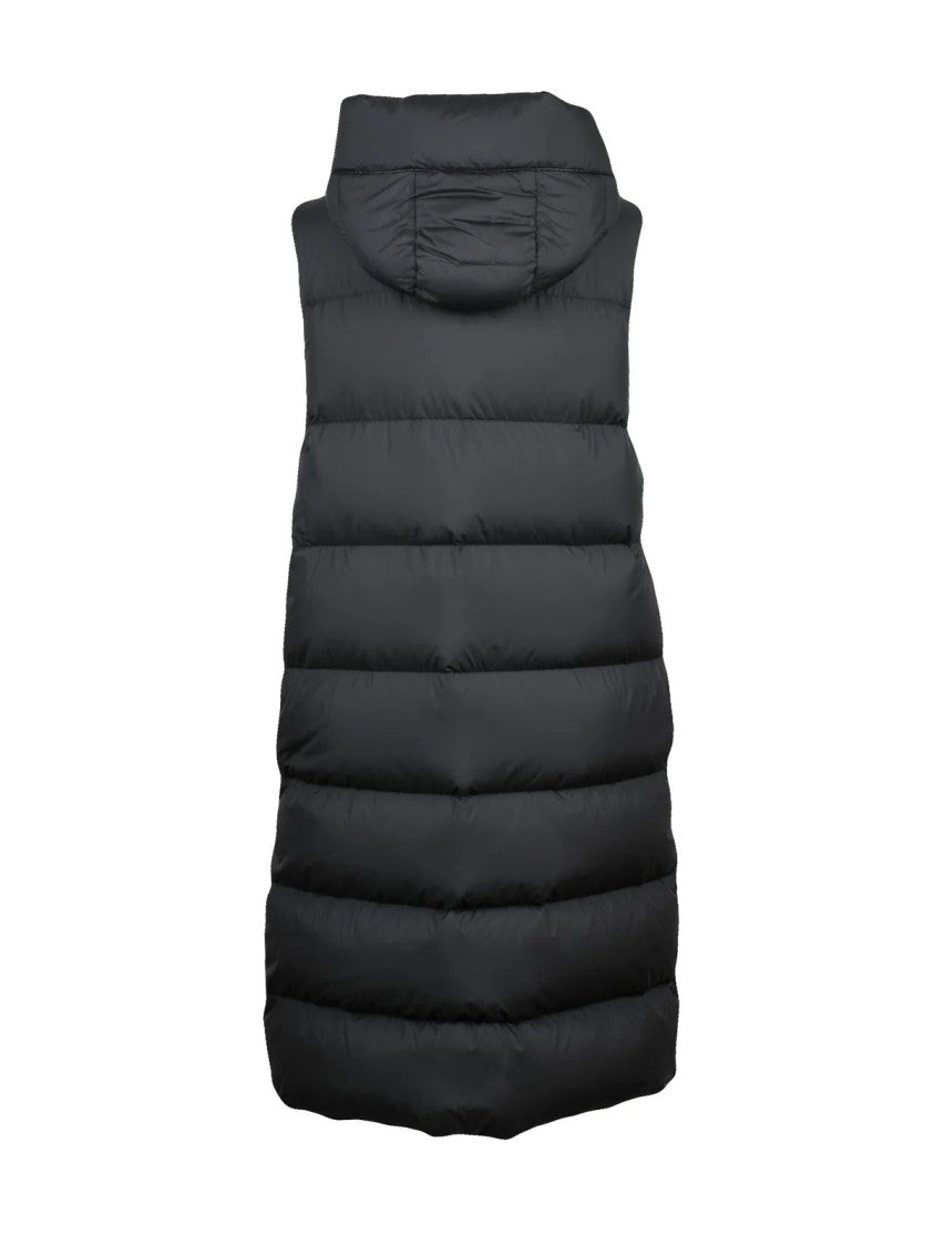 Woolrich Black Long Quilted Polyester Down Vest