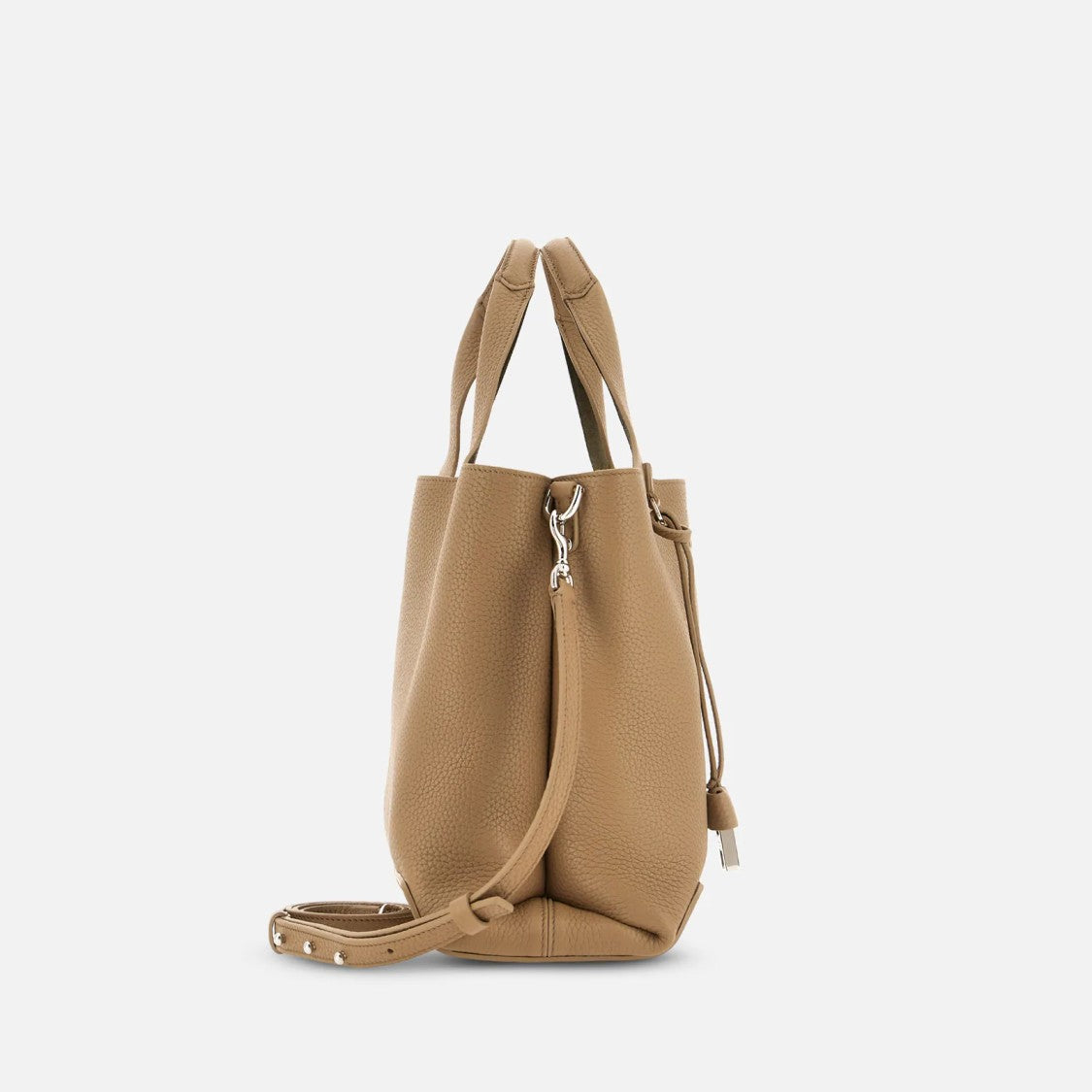 Hogan Structured Medium Biscuit Leather Shopping Bag