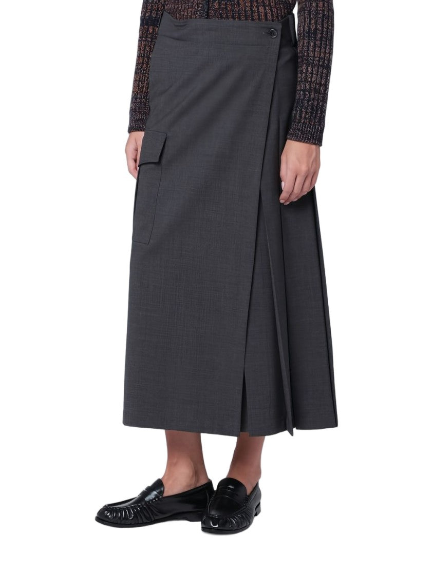 Parosh Anthracite Longuette Skirt With Pleated Back