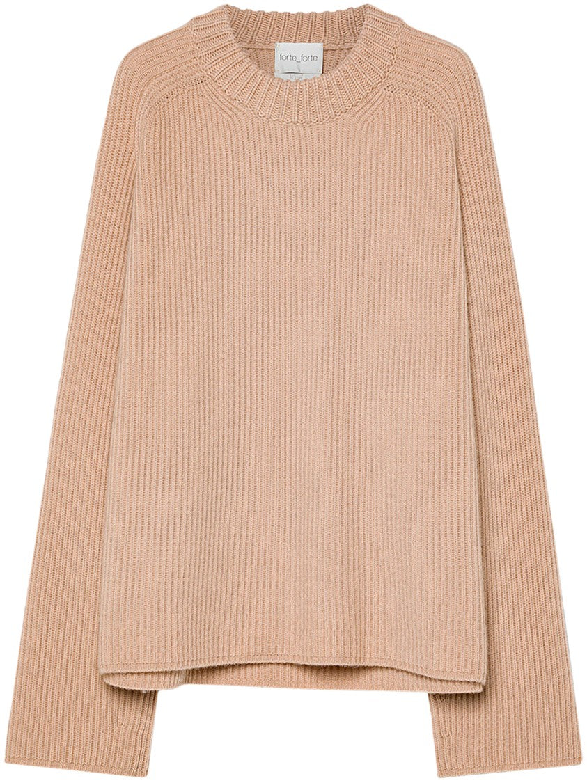 Forte Forte English Rib Roundneck Sweater In Warm Brown