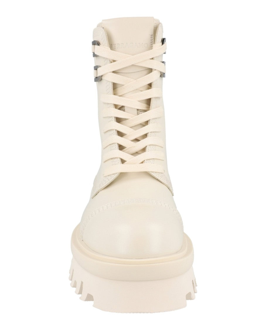 Ferragamo Kira Leather Combat Boots