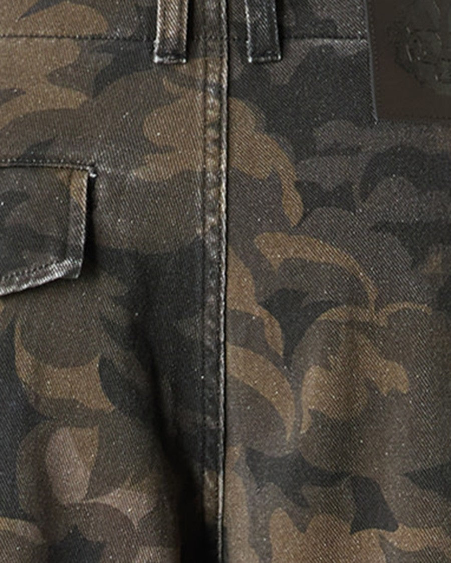 Pinko Floral Camouflage Cotton Wide-Leg Pants