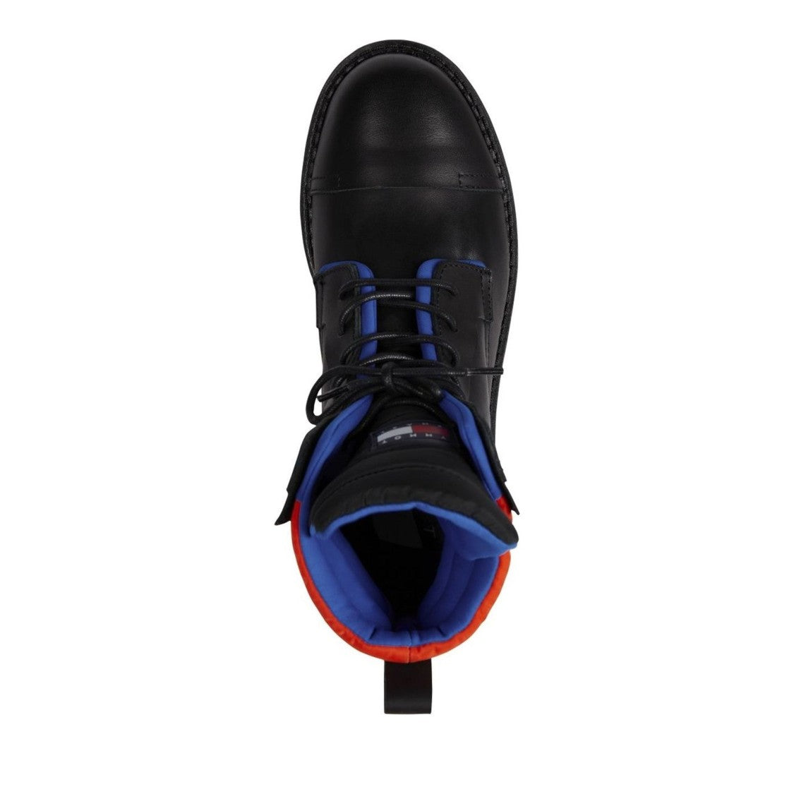 Tommy Jeans Black Bold Padded Collar Leather Boots