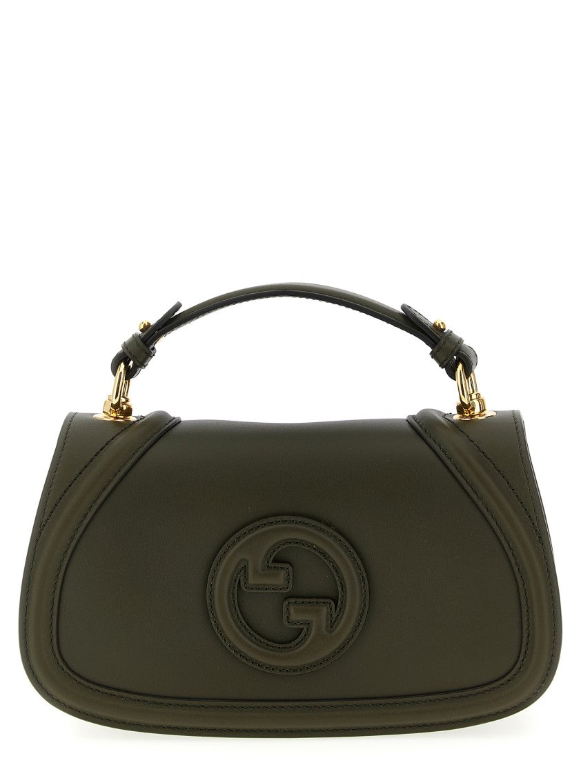 Gucci Smooth Leather Medium Handbag With Embossed Gg Logo