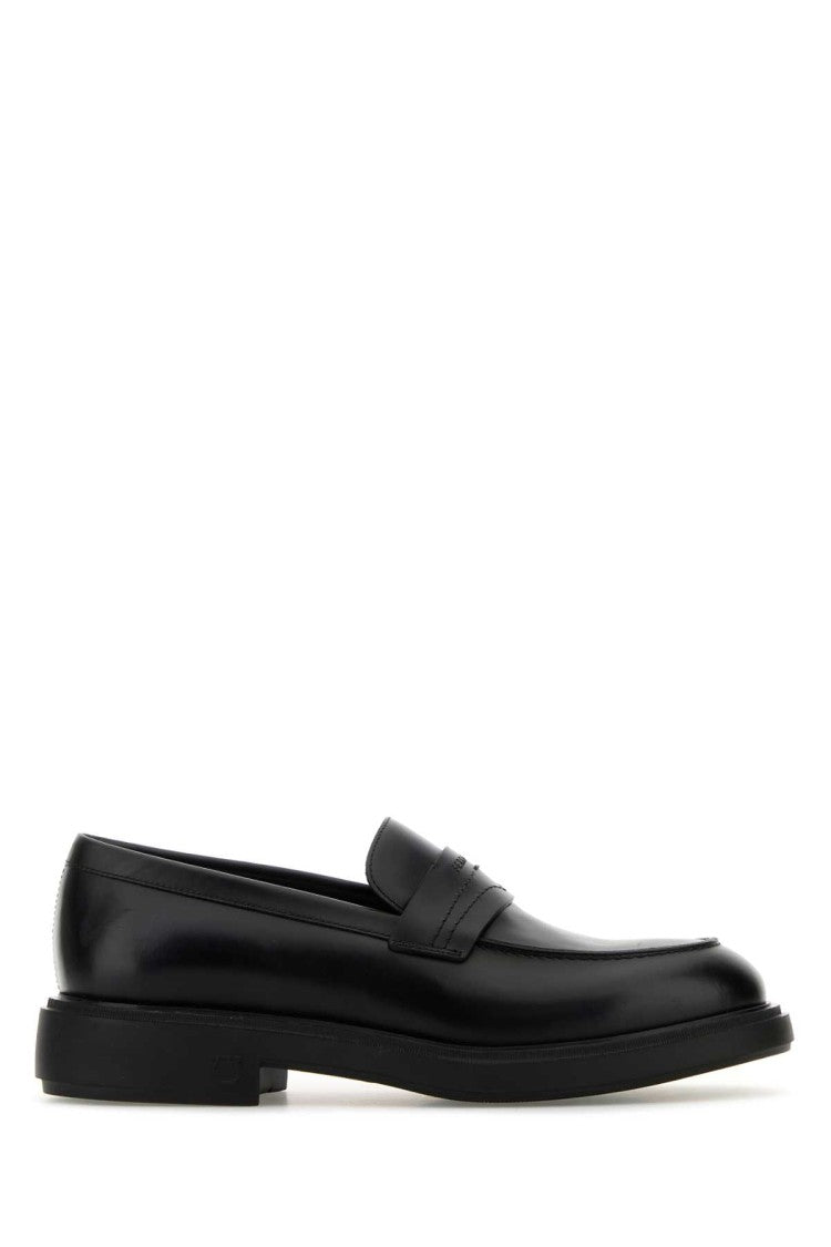 Salvatore Ferragamo Black Leather Caligola Loafers