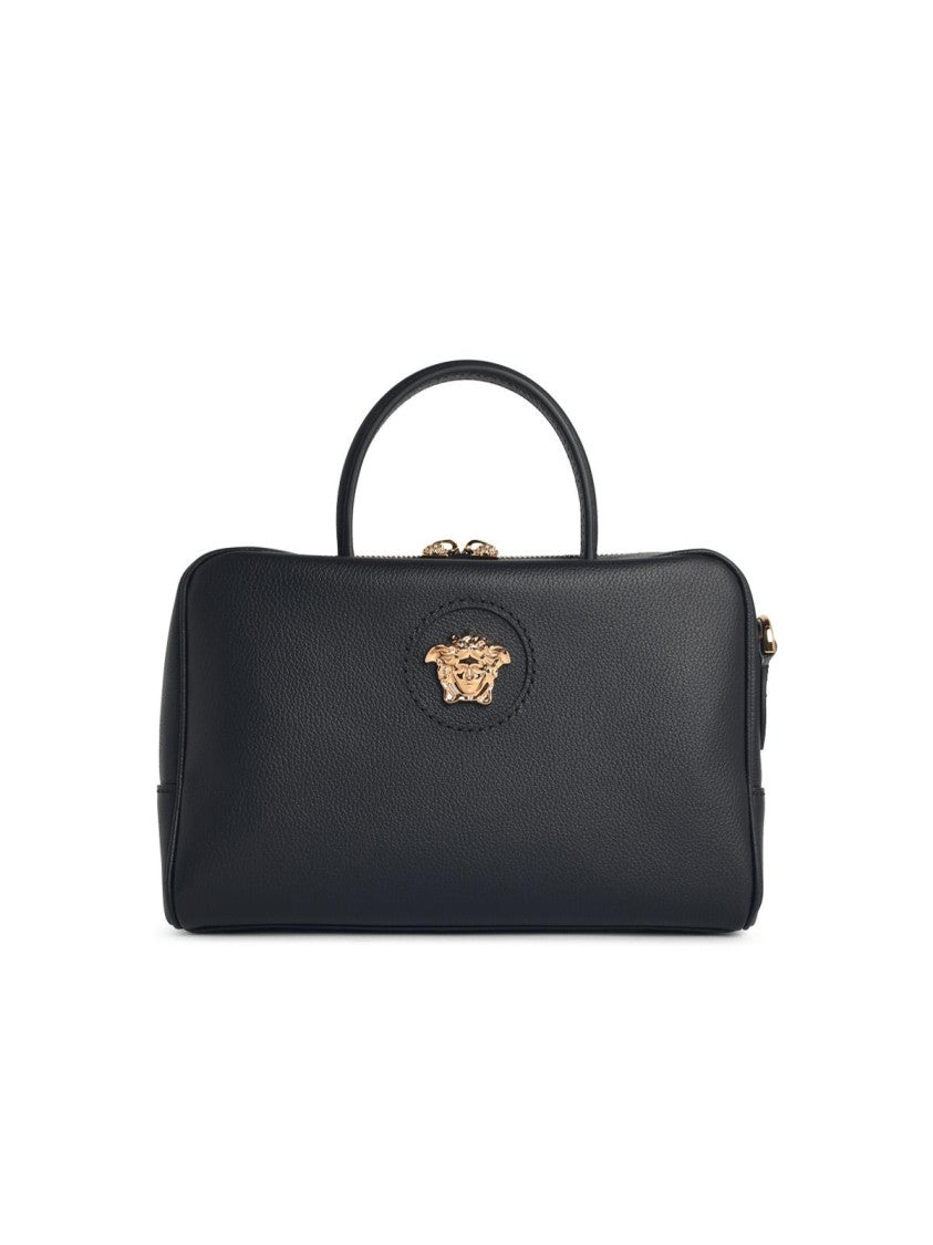 Versace 'La Medusa Boston' Black Leather Bag