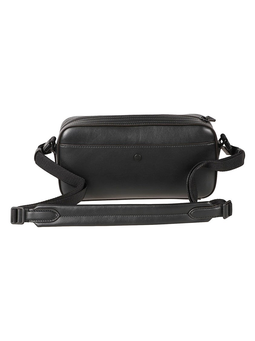 Moncler Rectangular Black Bag With Matte Finish And Embossed Logo