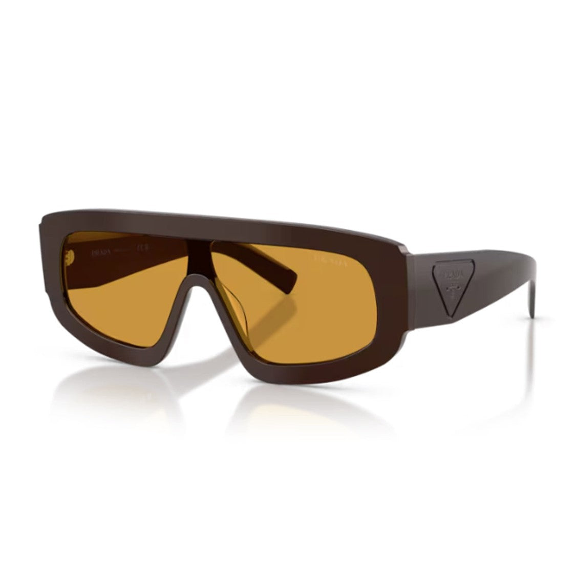 Prada Brown Pr D10s Rectangular Acetate Sunglasses