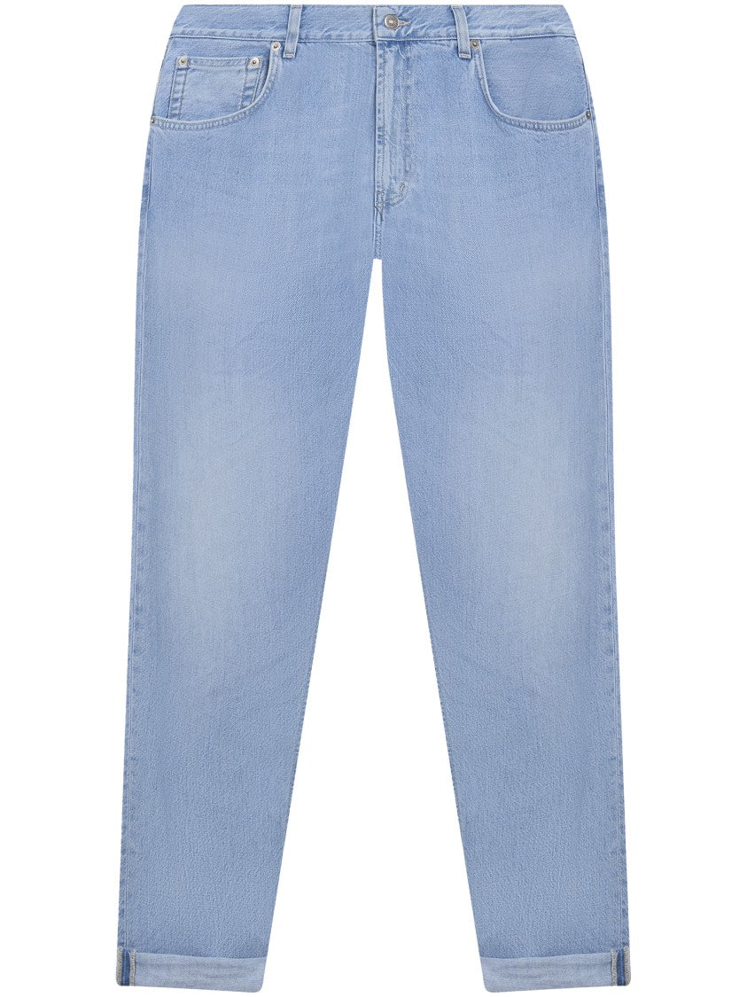 Dondup Light Blue Denim Trousers With Classic Five-Pocket Design