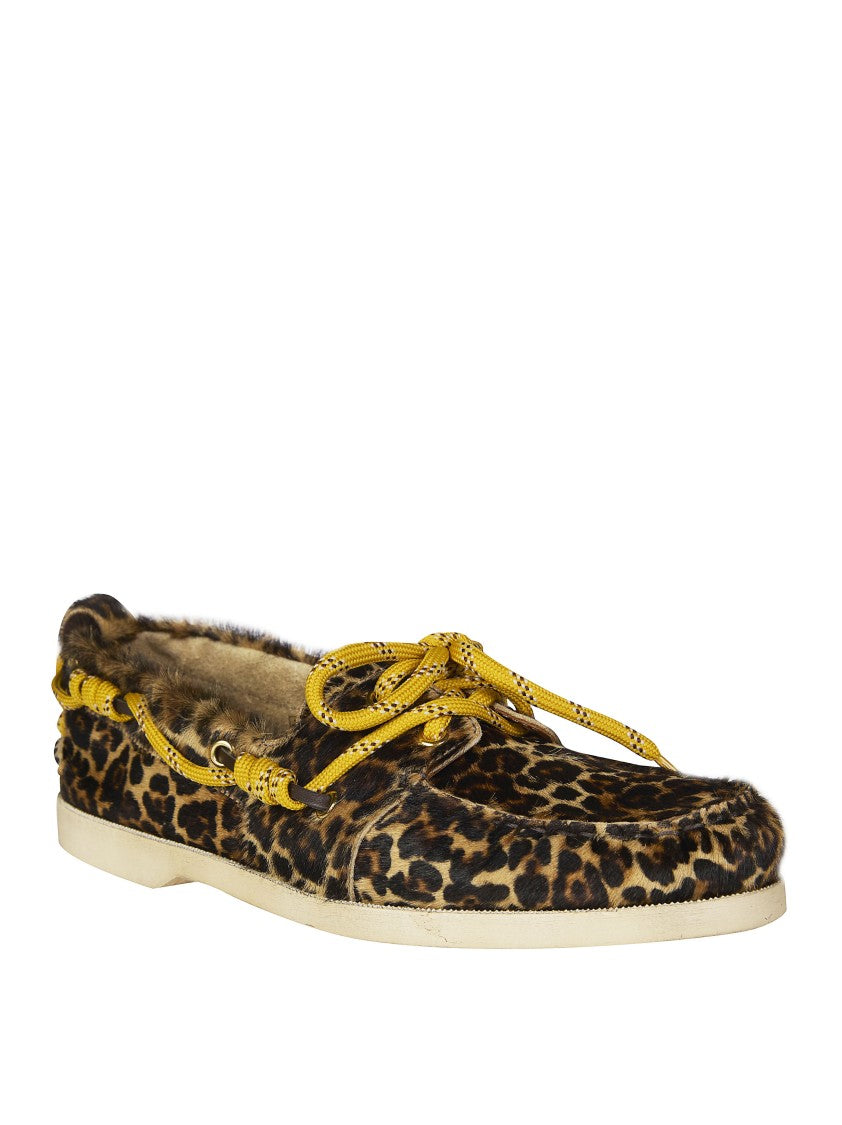 Golden Goose Leopard Print Textured Moccasins