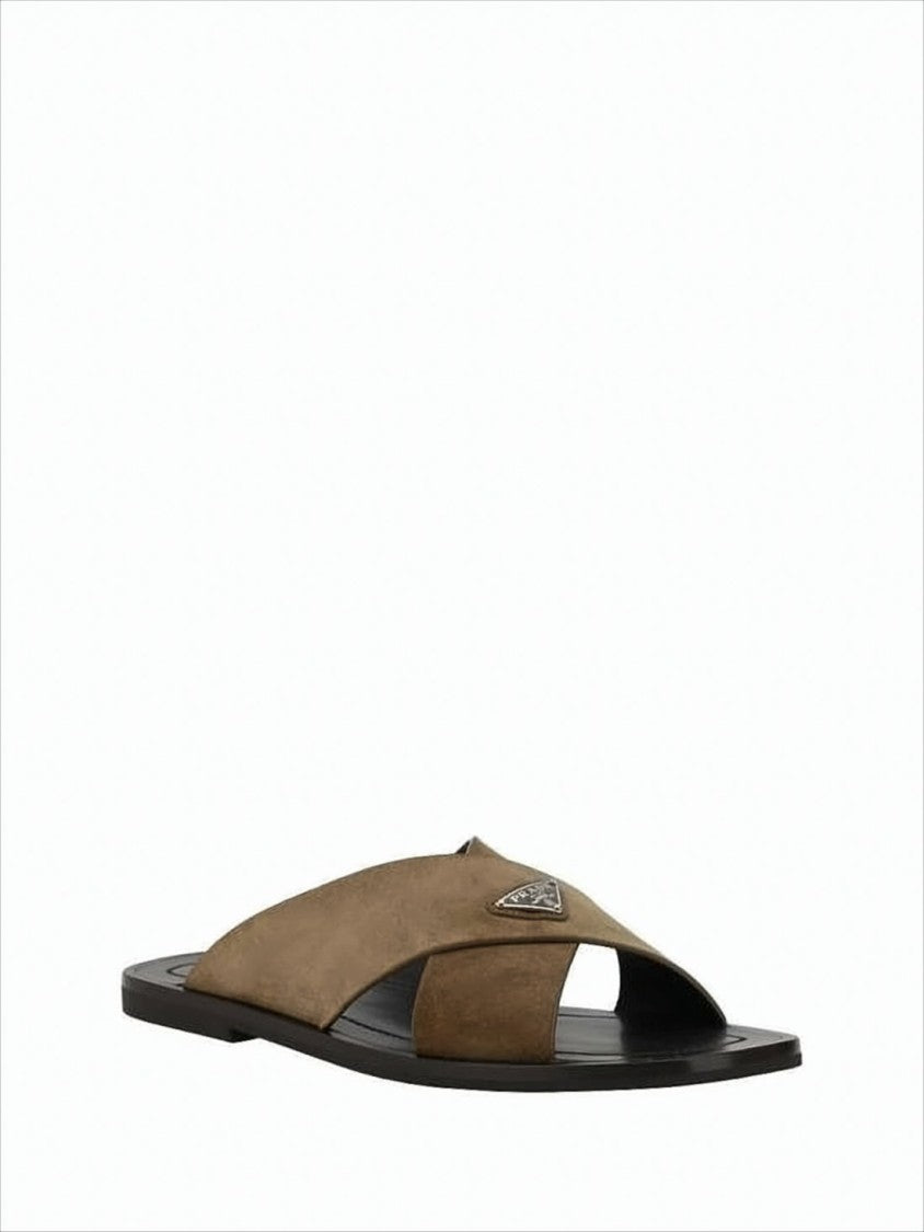 Prada Brown Calf Leather Mule Sandals