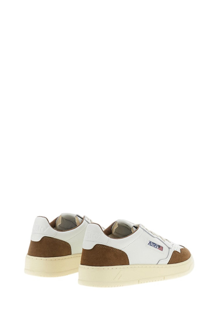 Autry White Brown Medalist Low Leather Suede Sneakers