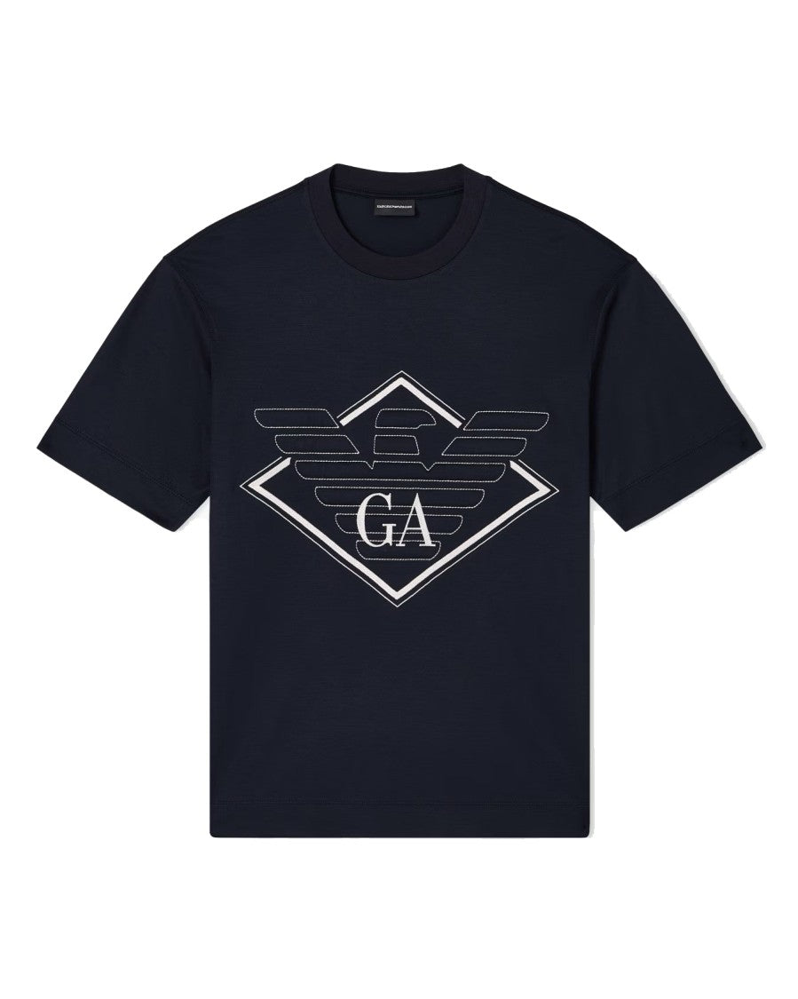 Emporio Armani Maxi-Relief Embroidered Crewneck T-Shirt