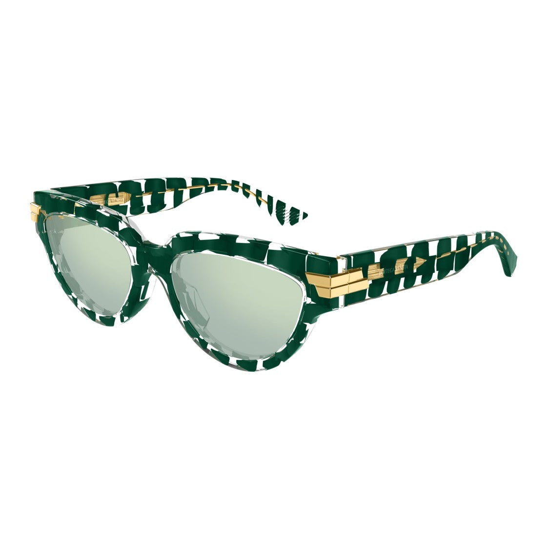 Bottega Veneta Bv1035s Cat-Eye Green Marbled Acetate Sunglasses
