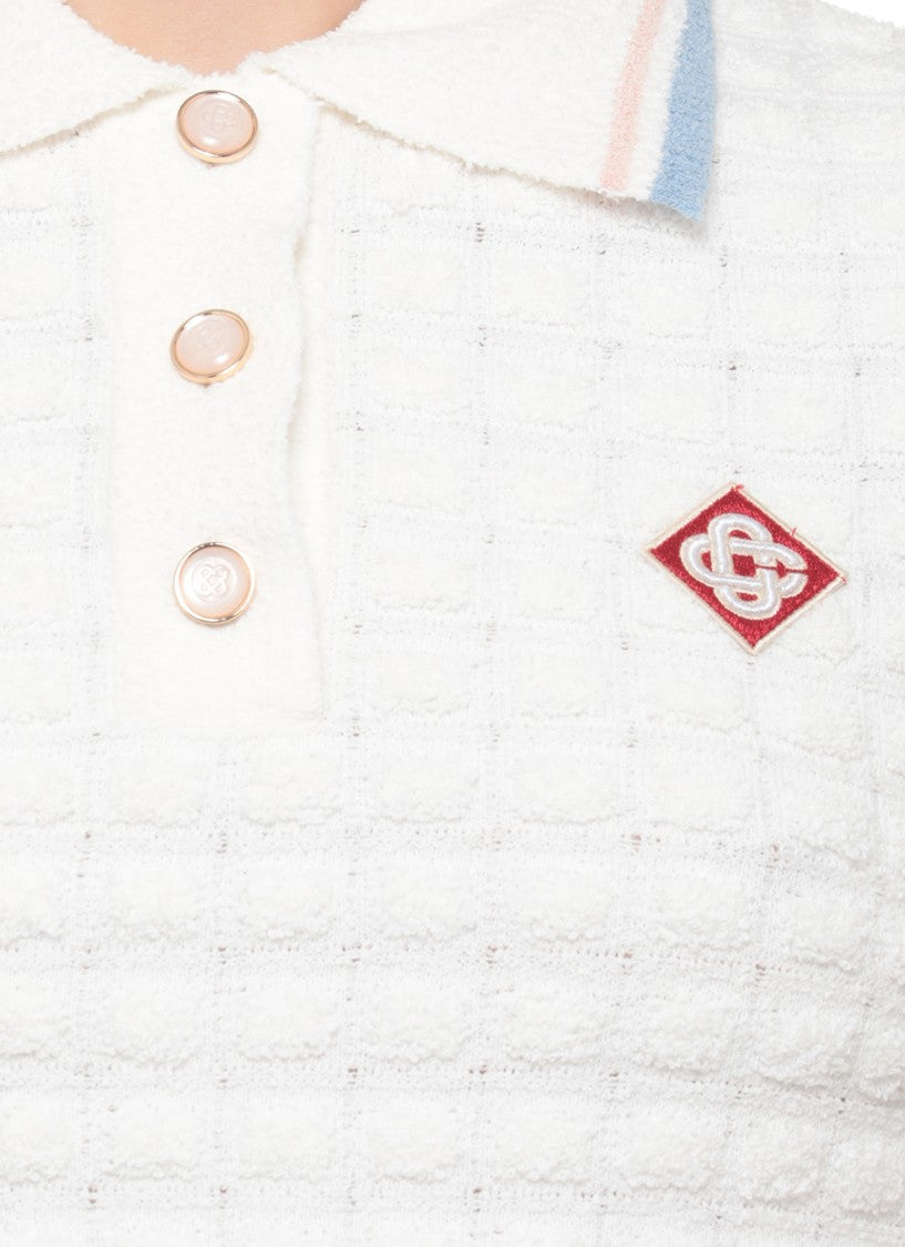 Casablanca White Tennis Boucle Polo Shirt