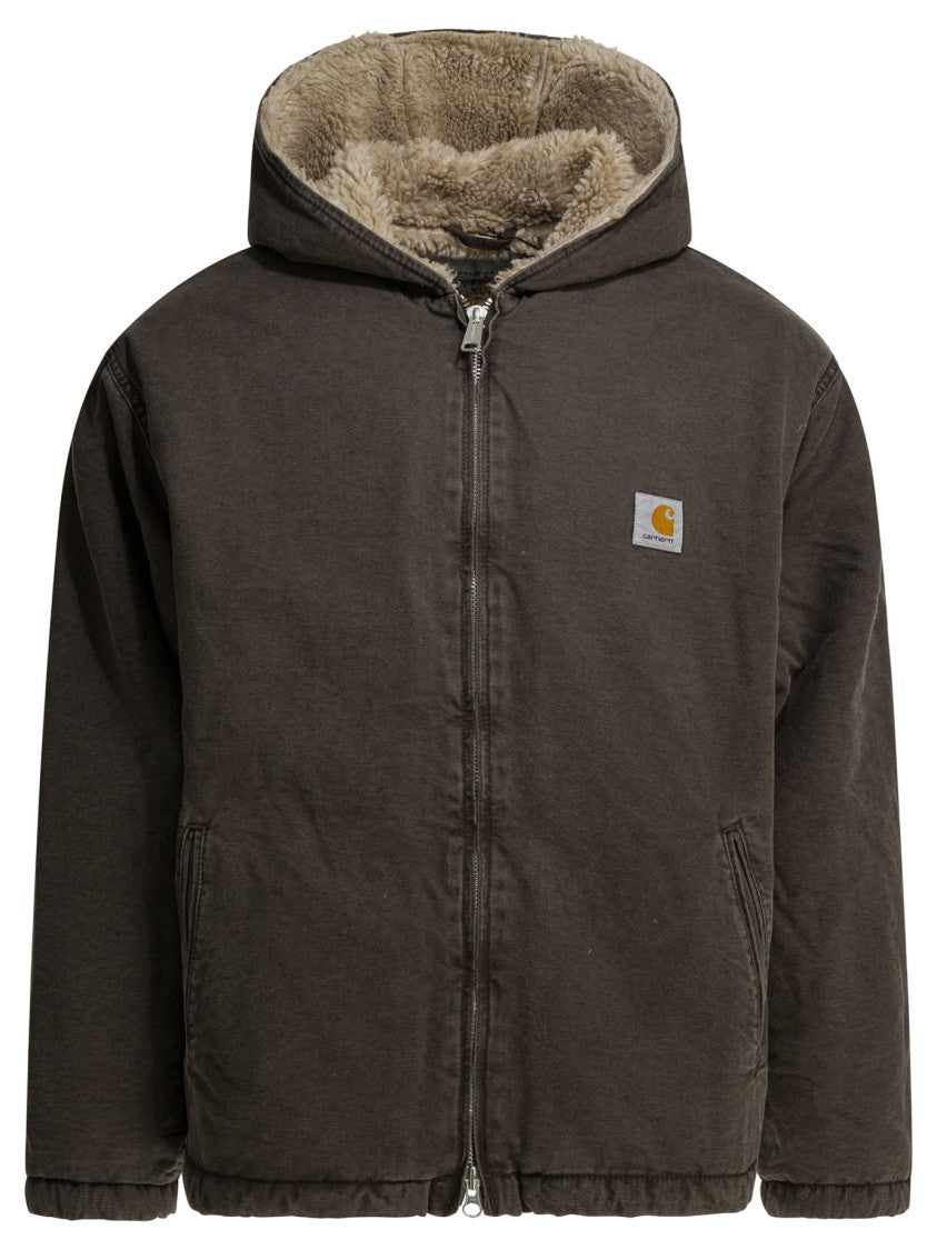 Carhartt Wip Classic Brown Cotton Jacket With Sherpa Fleece Lining