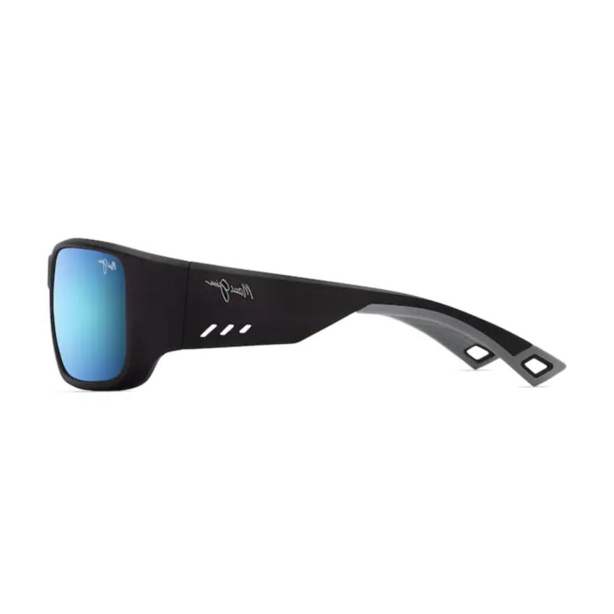 Maui Jim Keha Rectangular Matte Black Sunglasses With Blue Reflective Lenses