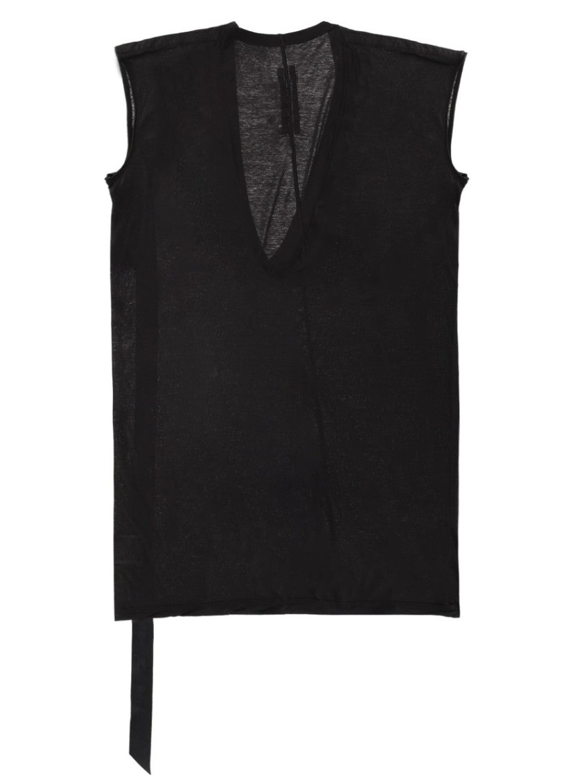 Drkshdw By Rick Owens Black Dylan T Sleeveless Raw Edge T-Shirt