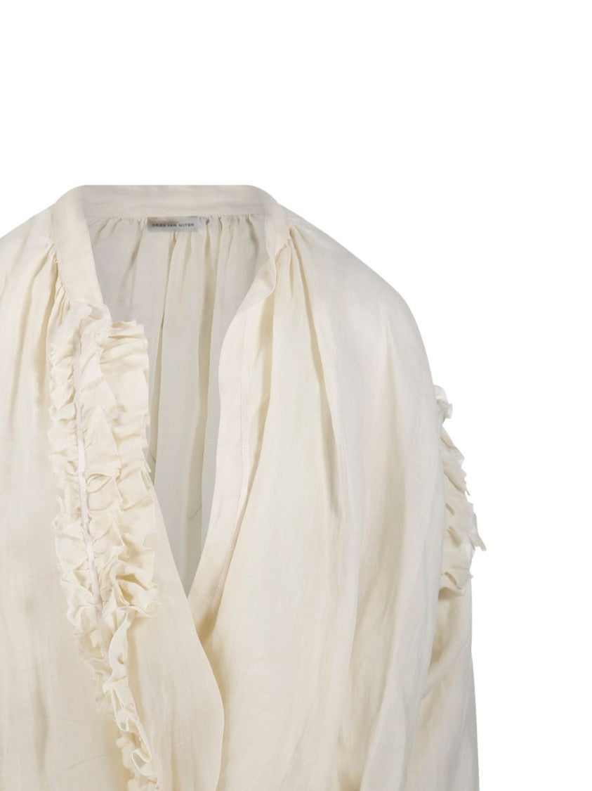 Dries Van Noten Draped Front Long-Sleeved Shirt